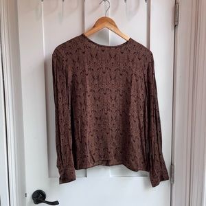 Vintage Blouse with Button Back Detail and Beautiful Print Size 10 Fits Like M
